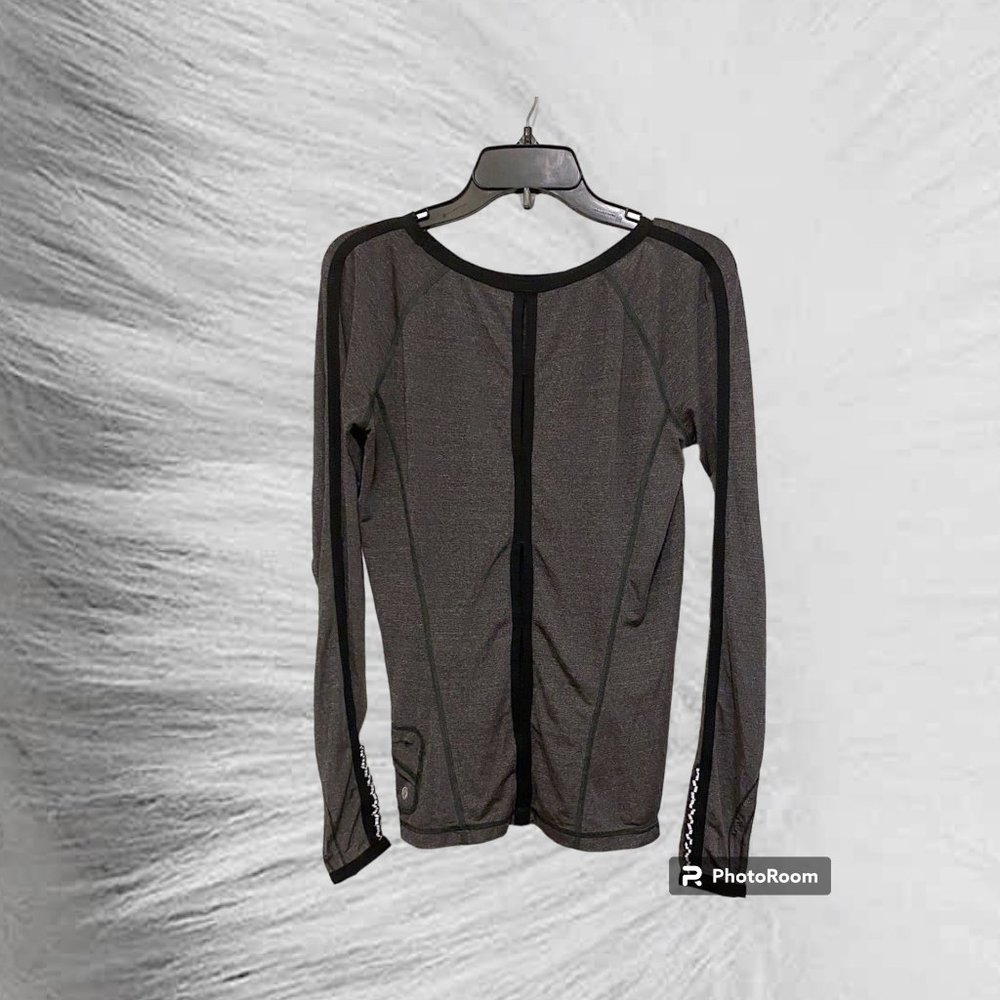 Lululemon Grey Long Sleeve Top w/Black Detail, FUN Cutouts & Reflective Trim - Picture 7 of 14